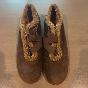 Stuart Weitzman Women Brown Suede Shearling Lined Loafers Short Booties Shoes 6W